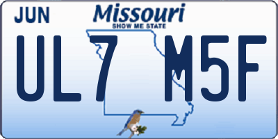 MO license plate UL7M5F