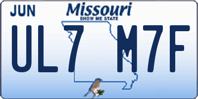 MO license plate UL7M7F