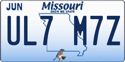 MO license plate UL7M7Z