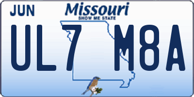 MO license plate UL7M8A