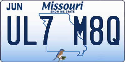 MO license plate UL7M8Q
