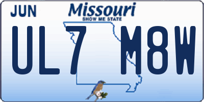 MO license plate UL7M8W