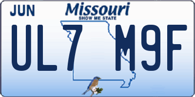 MO license plate UL7M9F