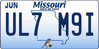 MO license plate UL7M9I