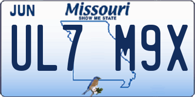 MO license plate UL7M9X