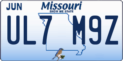MO license plate UL7M9Z