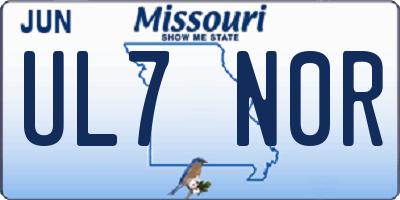 MO license plate UL7N0R