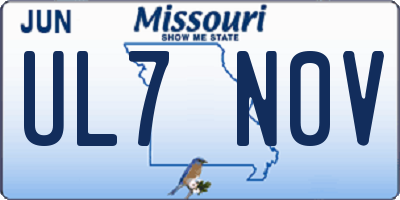 MO license plate UL7N0V