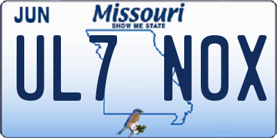 MO license plate UL7N0X