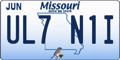 MO license plate UL7N1I