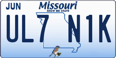 MO license plate UL7N1K