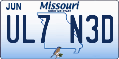 MO license plate UL7N3D
