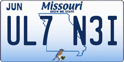 MO license plate UL7N3I