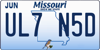 MO license plate UL7N5D
