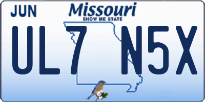 MO license plate UL7N5X