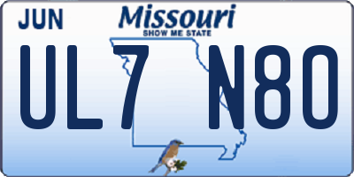 MO license plate UL7N8O