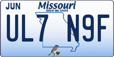 MO license plate UL7N9F