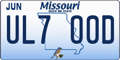 MO license plate UL7O0D