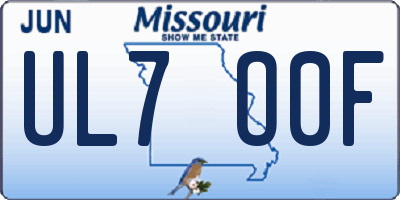 MO license plate UL7O0F