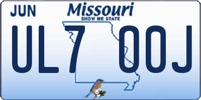 MO license plate UL7O0J