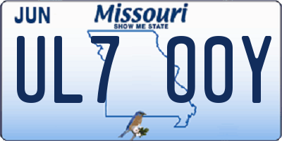 MO license plate UL7O0Y