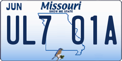 MO license plate UL7O1A