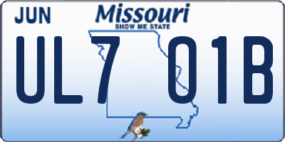 MO license plate UL7O1B