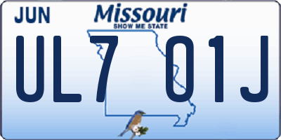 MO license plate UL7O1J