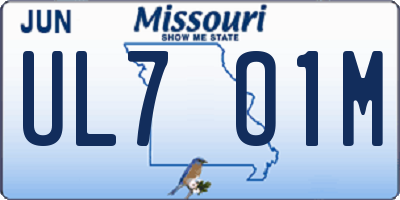 MO license plate UL7O1M