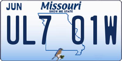 MO license plate UL7O1W