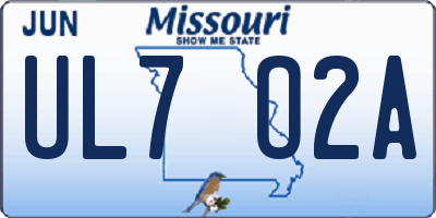 MO license plate UL7O2A
