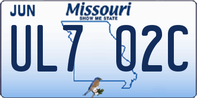 MO license plate UL7O2C
