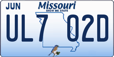 MO license plate UL7O2D