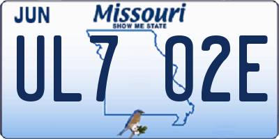 MO license plate UL7O2E