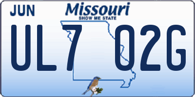 MO license plate UL7O2G