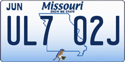 MO license plate UL7O2J