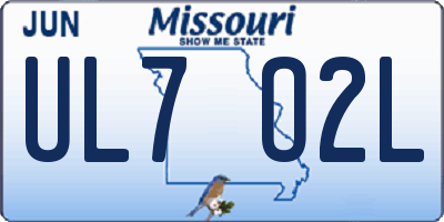 MO license plate UL7O2L