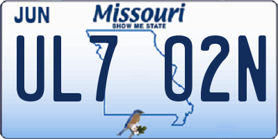 MO license plate UL7O2N
