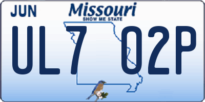 MO license plate UL7O2P
