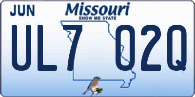 MO license plate UL7O2Q