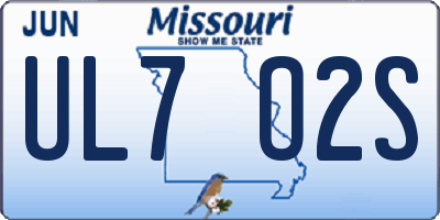 MO license plate UL7O2S