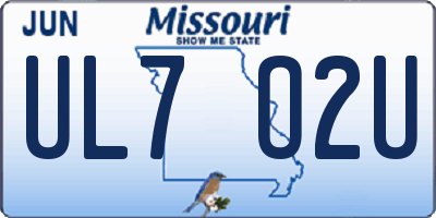MO license plate UL7O2U