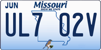 MO license plate UL7O2V