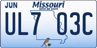 MO license plate UL7O3C