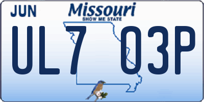 MO license plate UL7O3P