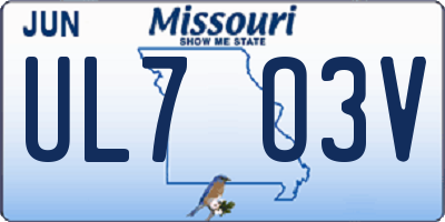 MO license plate UL7O3V