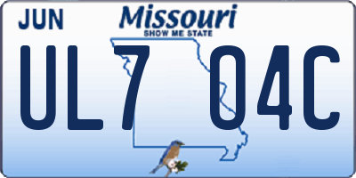MO license plate UL7O4C