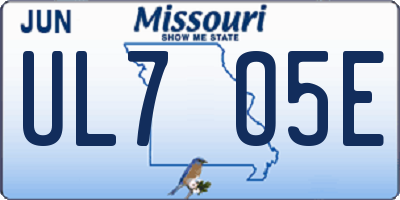 MO license plate UL7O5E