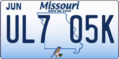 MO license plate UL7O5K