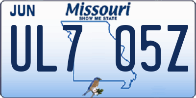 MO license plate UL7O5Z